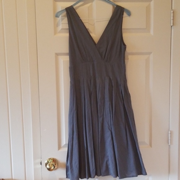 Gray deep v-neck A-line dress - Picture 1 of 3
